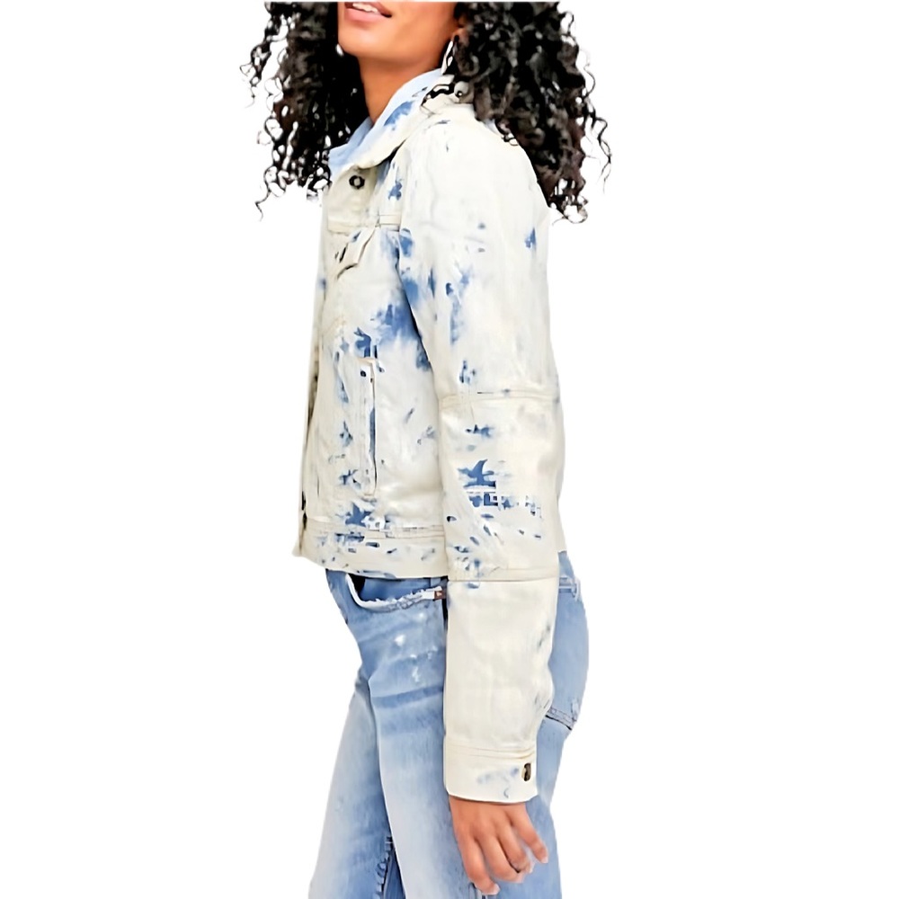 NEW Free People Rumors Denim Jacket in Jones Tie Dye Blue - size S - Picture 2 of 8